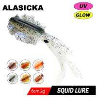 ALASICKA  2g 6CM Luminous UV Squid Jig Soft Squid Fishing Trolling Lure For Sea Fishing Boat Fishing Wobblers Bait RockfishingLures Baits