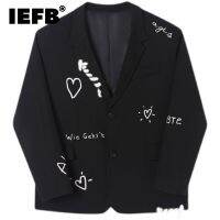 IEFB Mens Printed High-street Suits Korean Fashion Casual Fashion Black Blazer 2022 New Spring And Winter Single Breasted Coats