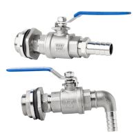 [YM Home] 6 10 14 20 25 32มม. ท่อ Barb 1/2 Quot; 3/4 Quot; 1 Quot; BSP 304สแตนเลส Bulkhead Ball Valve แตะสวิทช์ก๊อกน้ำถังน้ำถังเบียร์ RO