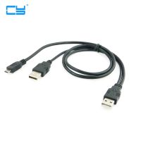 MIcro USB 5PIN Y cable Data to USB 2. 0 2 Two dual A Type Male with usb power supply charge for 2.5 quot; Mobile Hard Disk Drive HDD