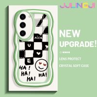 Jlingji เคสสำหรับ Samsung S23บวก S23อัลตร้าเคสสีดำสีขาวสี่เหลี่ยมลายคลื่นโคโลเวอร์ TPU ใสนุ่มกันกระแทกเคสมือถือเคสกล้องรูเข็มที่มีความแม่นยำทนต่อการสึกหรอซิลิกาเจลฝาครอบป้องกัน