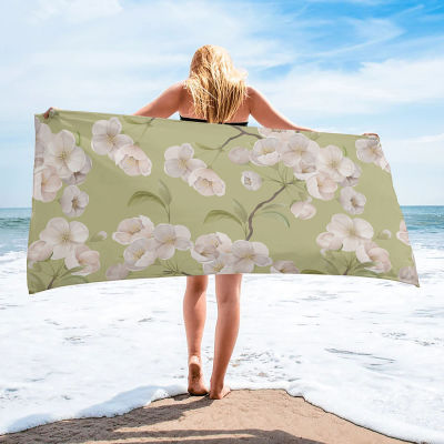 Spring Green Bottom Peach Blossom Bath Towel For s Home Essentials Summer Swimming Beach Towel Quickly Dry Face Towel
