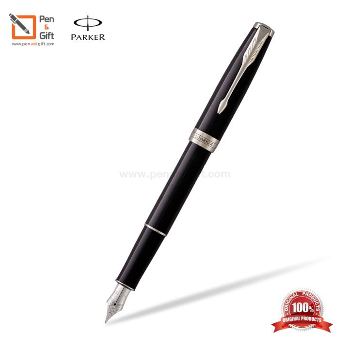 parker-sonnet-black-lacquered-ct-fountain-pen-ปากกาหมึกซึม-ซอนเน็ต-แบล็ค-แล็ค-ซีที-สีดำคลิปเงิน-ของแท้100-พร้อมกล่องและใบรับประกัน
