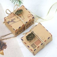 50pcs / original kraft paper retro gift box mini box airplane mail box creative candy box earth compass small gift box