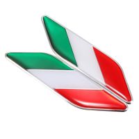 2Pcs 3D Italian Flag Adhesive Car Sticker Badge Waterproof Emblem Styling Decor Bumper Stickers Decals Magnets