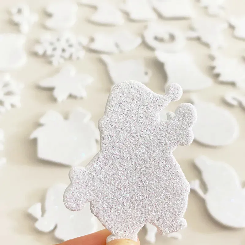 White Glitter Foam Cartoon Christmas Shaped Stickers Winter Snowflake Santa  Claus Classic DIY Toy For Children Decorative Gifts