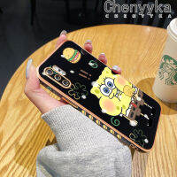 เคส Chenyyyka สำหรับซัมซุงโน้ต10 Plus Note 8 Note 9เคสลายการ์ตูนน่ารักสพันชบ็อบสแควร์แพนท์ขอบใหม่กรอบสี่เหลี่ยมชุบเคสซิลิกาเจลนิ่มฝาครอบป้องกันเคสมือถือกันกระแทก