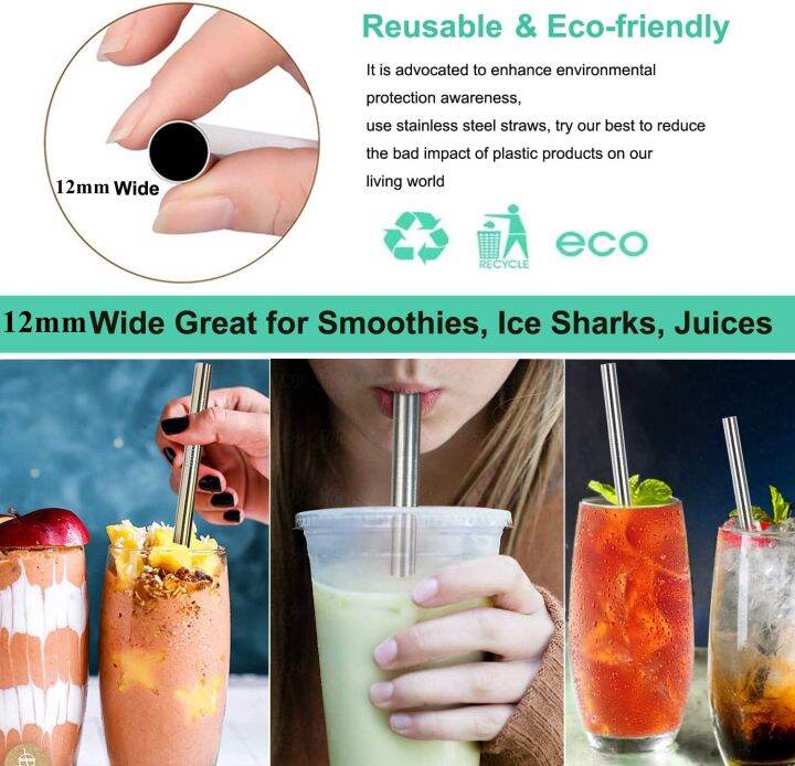 4pcs-sharp-reusable-boba-straws-304-stainless-steel-smoothie-straws-angled-tips-0-5-quot-wide-drinking-metal-straw-for-bubble-tea