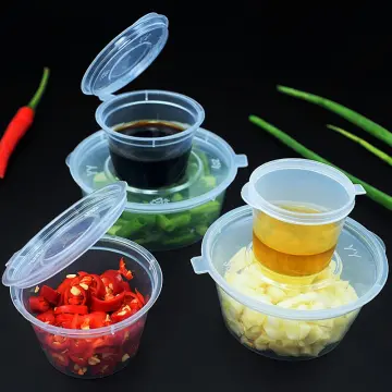 50Pcs Small Plastic Disposable Sauce Cups Plastic Disposable Sauce Cups  With Li
