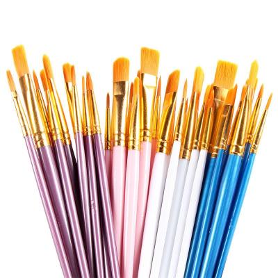 10Pcs Oil Painting Brush Set Art Paint Brushes Nylon Hair Plastic Handle Acrylic Oil Watercolor Gouache Draw Pictures Kit Paint Tools Accessories