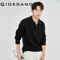 GIORDANO Men Sweaters Half-Zip 7-Stitch Knitting Warm Sweaters Turn-Down Collar Simple Fashion Casual Chunky Sweaters 01053701