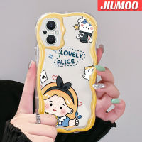 เคส JIUMOO สำหรับ OPPO Reno 7Z 5G Reno 8Z Reno7 Lite Reno8 F21 Pro 5G F21s Pro 5G เคสการ์ตูนน่ารักอลิซสาวเนื้อครีมกันกระแทกแบบใสนิ่มเคสมือถือโปร่งใสลายกล้องถ่ายรูปสร้างสรรค์เรียบง่ายฝาครอบป้องกันอ่อนโยน