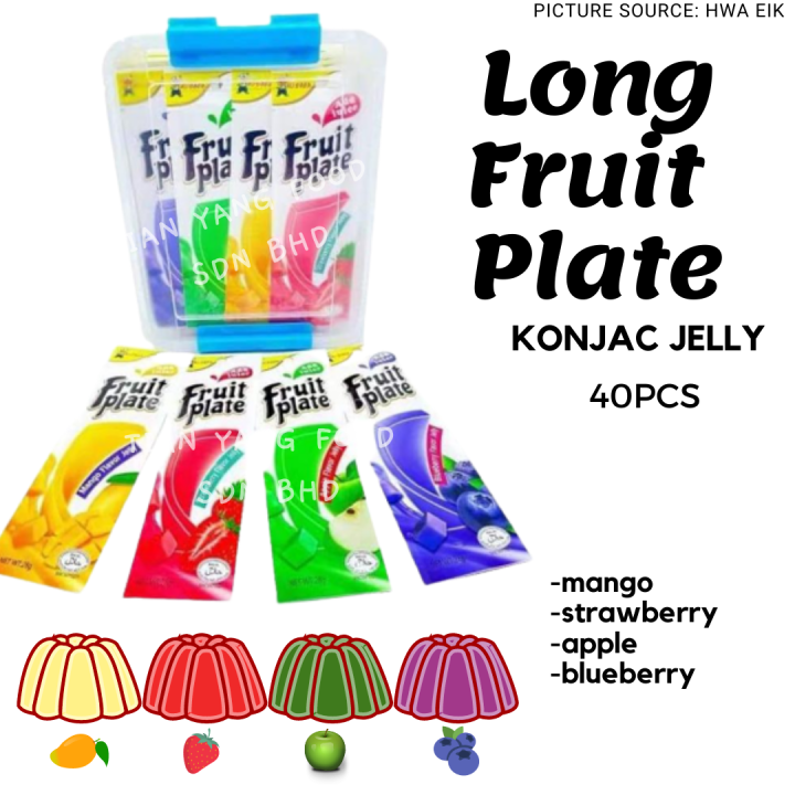 40pcs Halal Long Fruit Plate Konjac Jelly Mix Flavor Lazada