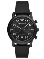 นาฬิกาข้อมือผู้ชาย ARMANI Luigi Chronograph Black Dial Stainless Steel Black Leather Strap Men Watch AR11133