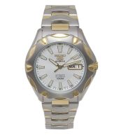 Karnvera Shop Seiko 5 Sports Automatic นาฬิกาข้อมือชาย with 2 Tone Bracelet and Silver Tone Dial Men Watch - SNZG96K1