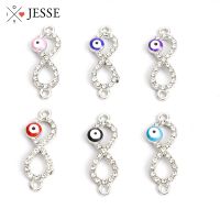 【cw】 10pcs Digital 8 Infinity Symbol Turkish Evil Eye Enamel Charm Connectors Inlaid Rhinestone Crystal Pendant Lucky Jewelry Finding