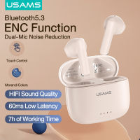 USAMS ENC TWS หูฟังไร้สายบลูทูธ5.3หูฟังลดเสียงรบกวนแบบ Dual-Mic หูฟังในหู IPX6กันน้ำสำหรับเกมมือถือ/คลาสออนไลน์,การประชุม Samrt ชุดหูฟังควบคุมแบบสัมผัส