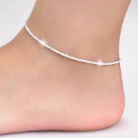 【CW】㍿✌﹉  Thin 925 stamped silver plated Chains Anklet Friend Foot Jewelry Leg Barefoot Tobillera de Prata