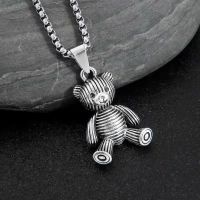 New Personality Fashion Hip Hop Rabbit Bear Couple Pendant Necklace Stainless Steel Animal Jewelry Anniversary Birthday Gift