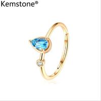 Kemstone Exquisite Sapphire 925 Sliver ชุบทองสีขาวหยดน้ำ zircon Cuff เครื่องประดับแหวนของขวัญผู้หญิง