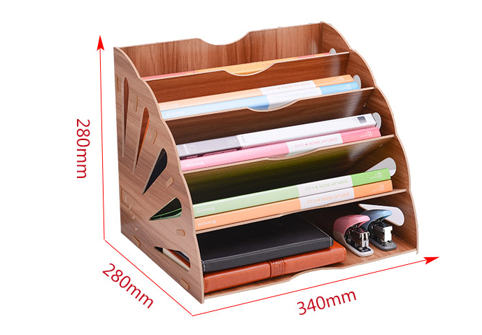 สีไม้พัดไม้-รูปตัวเรียงแฟ้ม5ช่องสำหรับ-office-desktop-azine-แฟ้ม-organizer