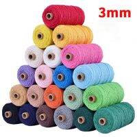 【CW】 2mm100m Boho 3mm Colorful Cotton Cord Rope Thread Twisted Macrame String Wedding Decoration Supply