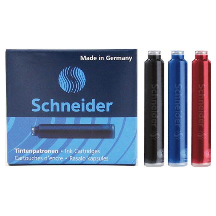 6Shot/Box Schneider Fountain Pen Ink Black/Blue/Green/Red Cartridges