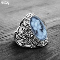 【YF】﹍  Oval Cameo Rings Antique Plated Fashion