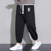 Casual Long Pants Mens Nine Point Long Pants Black Sports Long Pants Korean Version Loose Drawstring Mens Long Pants