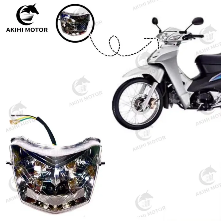 [AKIHI MOTOR] MOTORCYCLE HEADLIGHT LENS WITH DOUBLE BULB WAVE100R