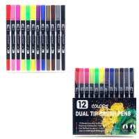 ปากกาปากกาแปรงศิลปะสีน้ำสีดำ-12สีดำ-12สีสำหรับภาพวาดพู่กัน12/48/60/72/100/132สีชุดอุปกรณ์ศิลปะ