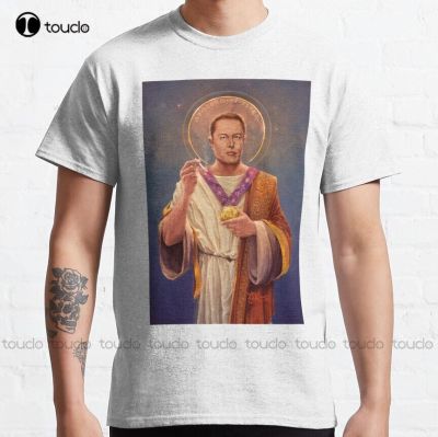 Saint Elon Of Musk   Elon Musk Original Religious Painting Classic T Shirt Custom Aldult Teen Unisex Digital Printing Tee Shirts XS-6XL