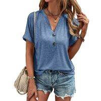 Solid Color Casual Loose T-Shirts For Women 2023 Summer Vintage Womens Oversized T-Shirt Short Sleeve Female Tee Streetwear Top