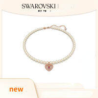 มาใหม่ สวารอฟสกี้ UNA ชุดสร้อยคอชุบกุหลาบ, สร้อยคอมุกผู้หญิงสร้อยคอโซ่ New Swarovski UNA Series Rose Plated Necklace with Light Luxury Pearl and Small Design Sense Womens Necklace Collar Chain