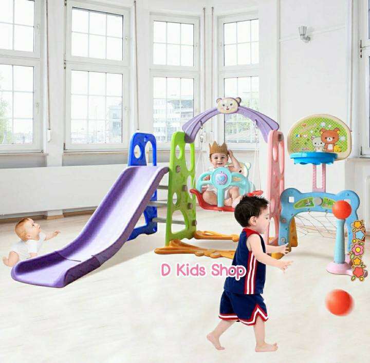 รุ่นใหญ่-เกรดa-d-kids-สไลเดอร์ชิงช้า3in1-ชุดใหญ่-มีชุดแป้นบาส-แถมฟรี