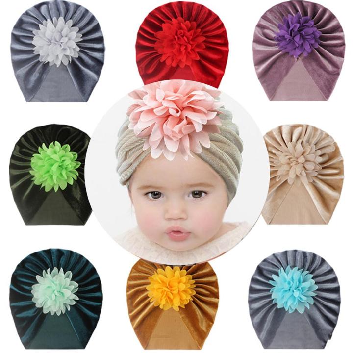 flower-baby-beanie-cap-newborn-baby-pit-bar-ball-head-indian-hat-soft-comfortable-toddler-head-thickened-headband-accessories