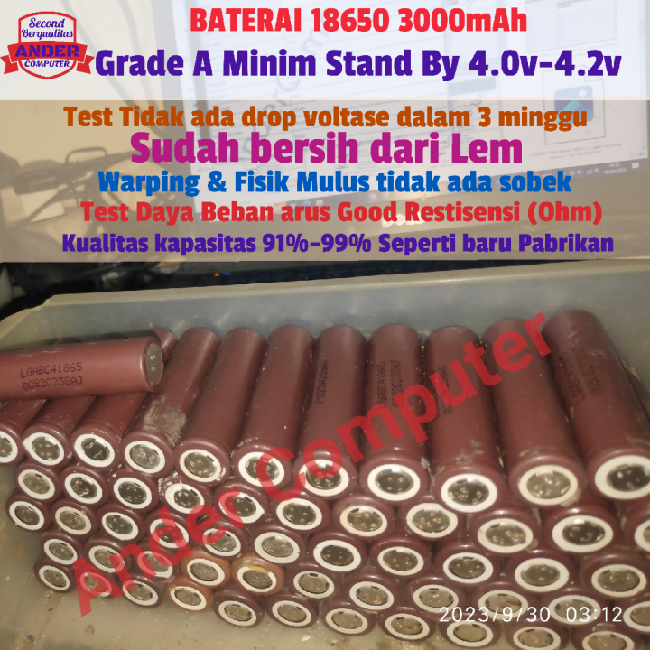 Baterai 18650 LG 3000 mAh LGABC41865 Lithium ORI original copotan bekas ...