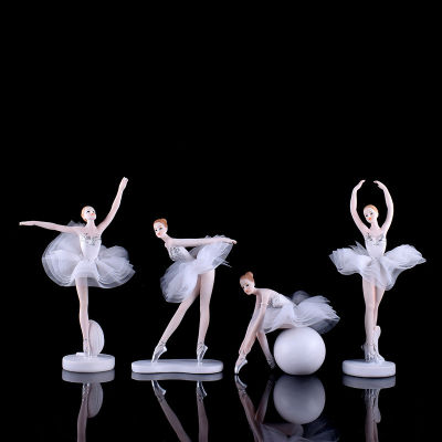 ใหม่ Ballerina สาวน่ารัก Fairy Miniature Figurine เรซิ่นปีกสีขาว Angel tabletop Decor Modern Elegant Room Home Decor Gift
