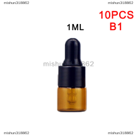 mishun318862 10pcs 1/2/3/4/5ml Amber Glass Dropper ขวดน้ำหอมน้ำมันหอมระเหยขวด