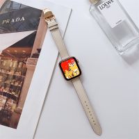 【Hot Sale】 Suitable for apple iwatch8 leather belt applewatch7/6/5/4/3se butterfly buckle fine watch strap