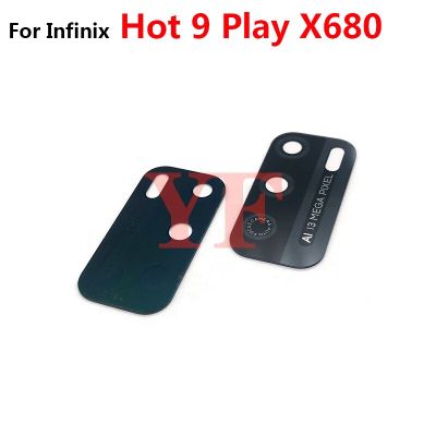 2 ชิ้นสําหรับ Infinix Hot 9 Play X680 X680B X680C ด้านหลังกล้องกระจกเลนส์ฝาครอบพร้อมชิ้นส่วนซ่อมสติกเกอร์กาว