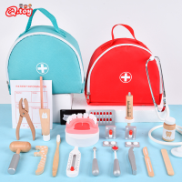 New Doctor Toys for Children Wooden Pretend Play Kit Set Games for Girls Boys Simulation Red Dentist Medicine Cloth Bags