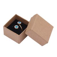 ♦﹉ 4x4x3cm Ring Box 24pcs Kraft Earrings/Pendant Gift Boxes High Quality Jewelry Organizer Display Paper Packaging Black Sponge