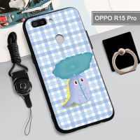 เคส TPU แบบนิ่มสำหรับ OPPO R15 Pro เคสโทรศัพท์คลุมทั้งหมดสายรัดและฝามีที่ถือวงแหวนโทรศัพท์กันรอยขีดข่วนแบบแฟชั่น