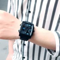 European square multi-function digital watches male students movement countdown noctilucent waterproof double show quartz watch --nb230711۩✕