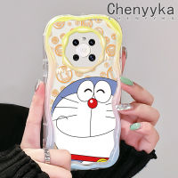 เคส Chenyyka สำหรับ Huawei Mate 30 Pro Mate 40 Pro P30 Pro การ์ตูนโดราเอมอนน่ารัก P40สำหรับผู้ชายและผู้หญิงเนื้อครีมขอบคลื่นป้องกันกล้องเคสโทรศัพท์โปร่งใสเคสซิลิโคนอ่อนชัดเจนกันกระแทก