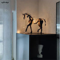 SUC Horse Sculpture Metal LED Animal Sculpture Home Restaurant Decoration Housewarming Gift