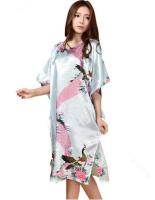 Novelty Print Black Female Satin Robe Dress Nightgown Novelty Womens Kaftan Bath Gown Summer Lounge Homewear Plus Size 6XL