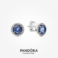 Official Store Pandora Blue Round Sparkle Stud Earrings