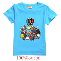 TOCA LIFE:WORLDS เสื้อยืดแขนสั้นเสื้อผ้าฝ้ายบริสุทธิ์เด็กหญิงเด็กชายสำหรับฤดูร้อนเสื้อยืดแขนสั้นเสื้อยืดคอกลมเสื้อยืดเด็กหญิงเด็กชายแบบลำลองสำหรับเด็กผู้หญิงหลวม0000